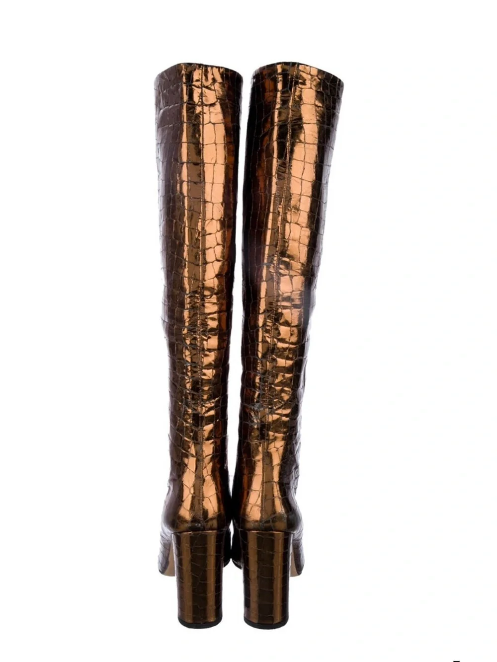 Paris Texas Metallic Bronze Croc Over-the-Knee Boots